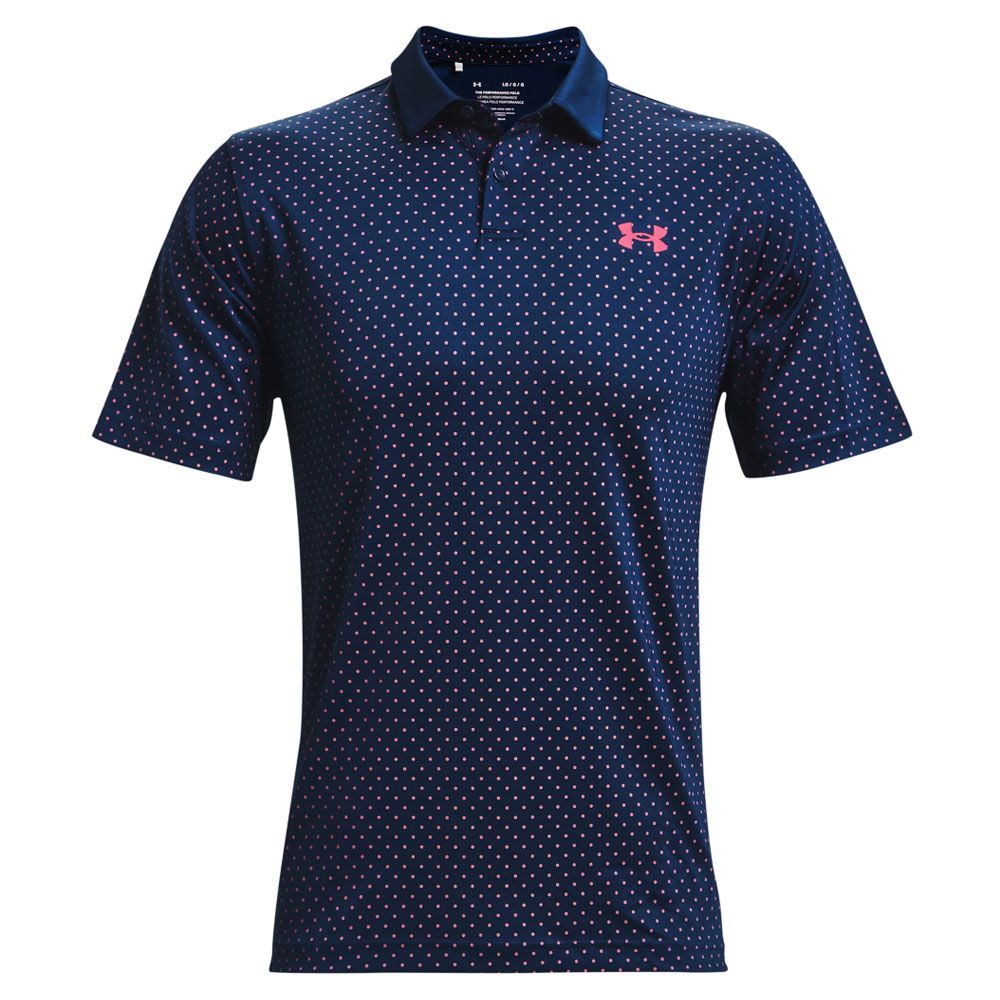 Under Armour Performance Print Golf Polo Shirt - Navy/Pink