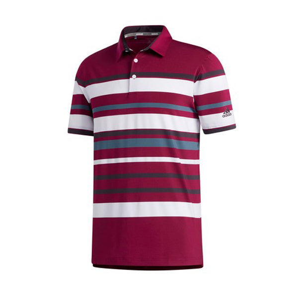 adidas Ultimate 365 Stripe Golf Polo Shirt - Red/White