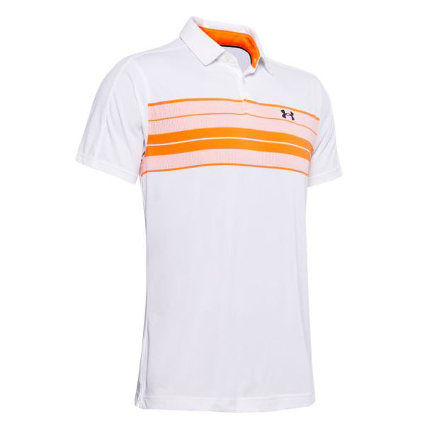 Under Armour Vanish Stripe Golf Polo Shirt - White/Orange